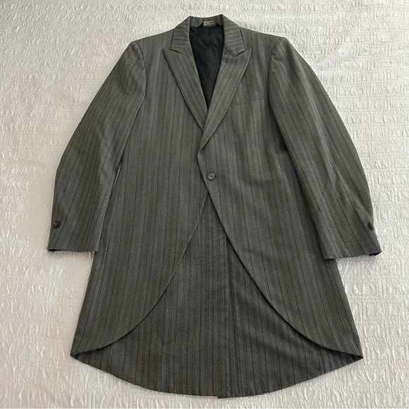 Vintage Yves Saint Laurent One Button Stripe Tailcoat Tuxedo Top 38 R - Picture 9 of 16